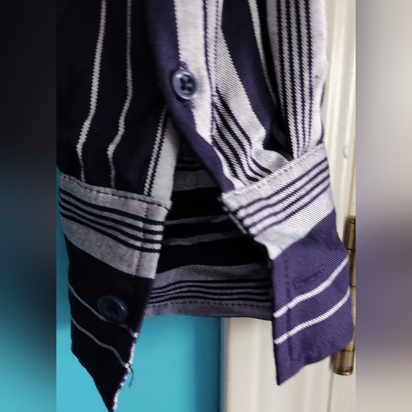 Merona Long sleeve Shirt Dress Navy & White Striped Size XXL - Picture 7 of 9